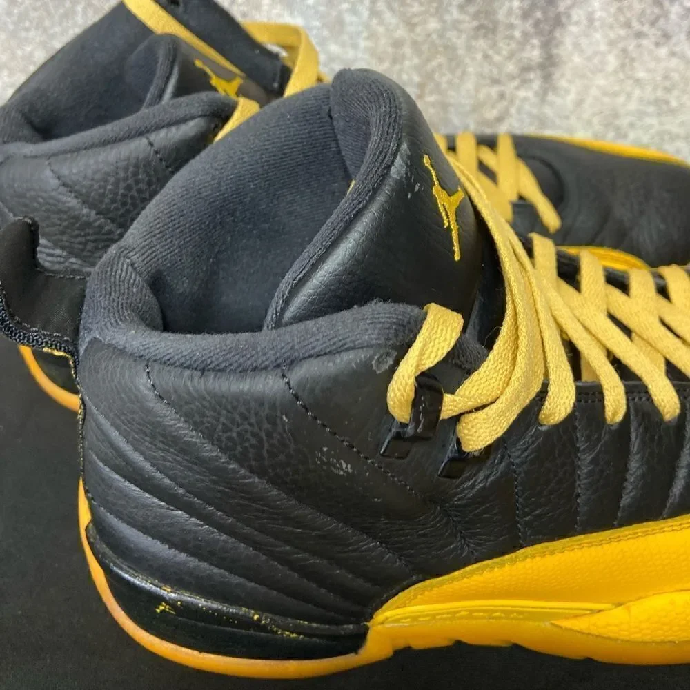 Air Jordan 12 Retro University Black Yellow Sneakers Size 12